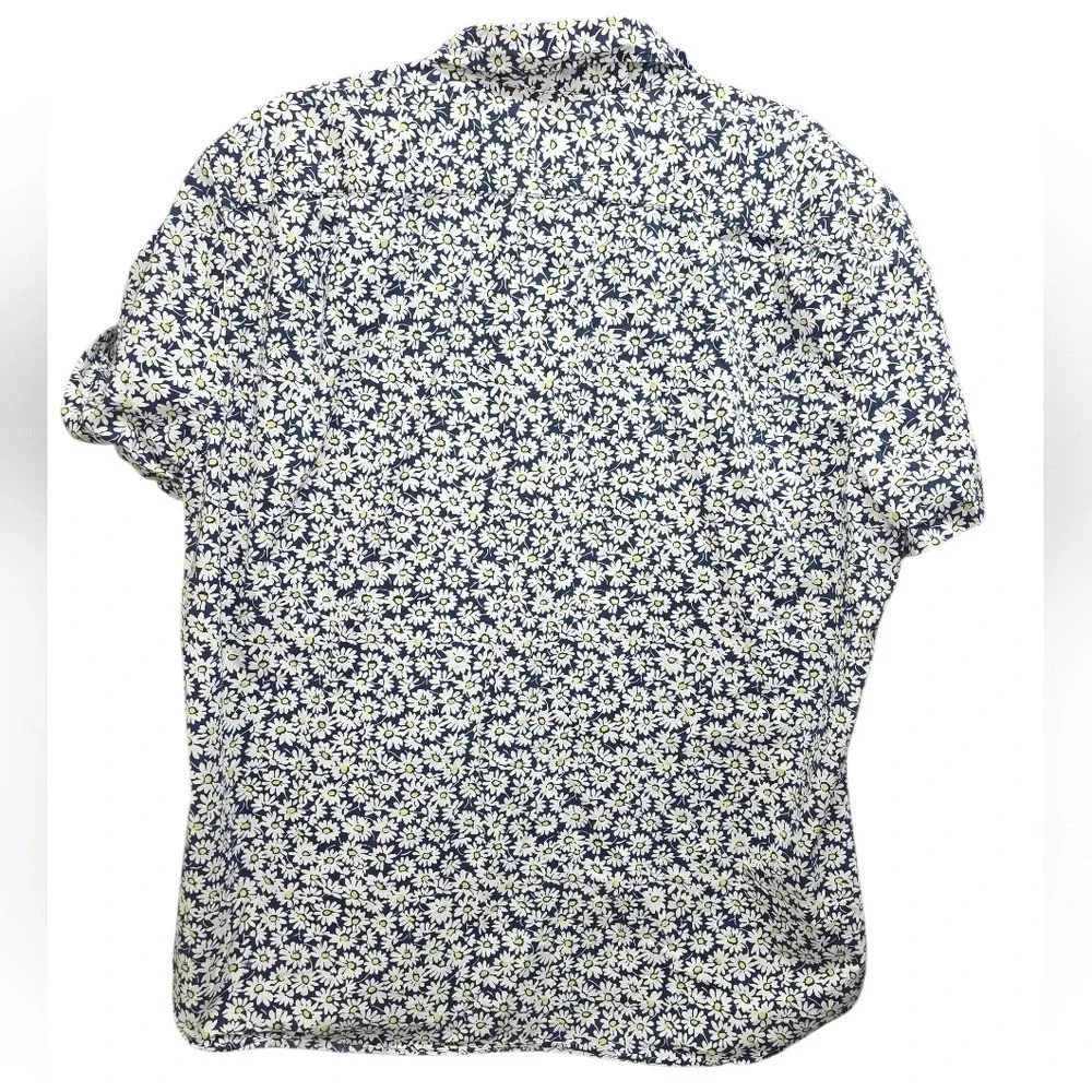 J. Crew Navy White Floral Shirt XL Stretch Summer Slim Flex Preppy Costal Beach‎